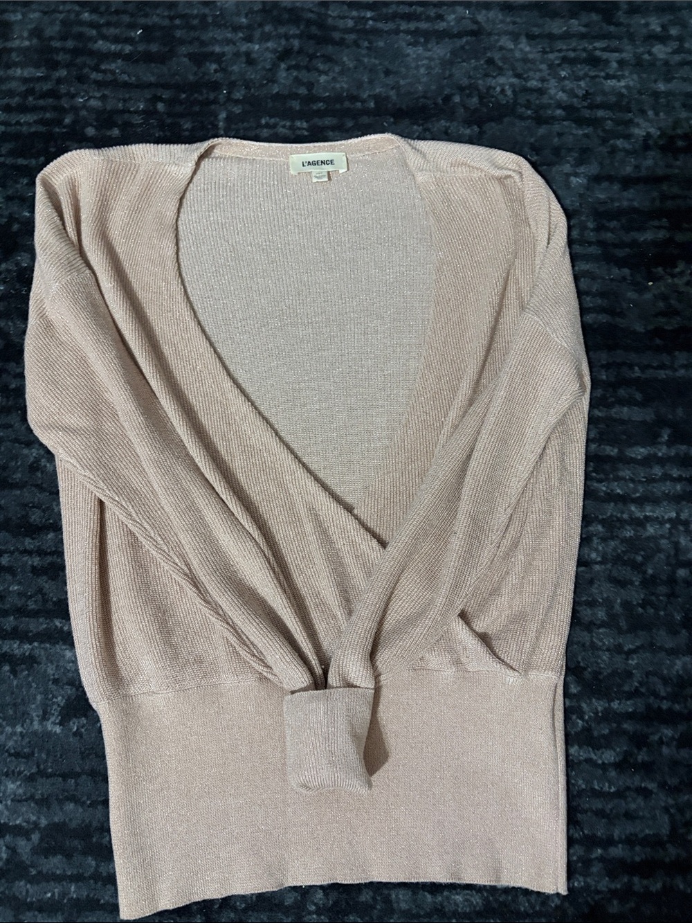 L'AGENCE Taupe Draped V-Neck Sweater
